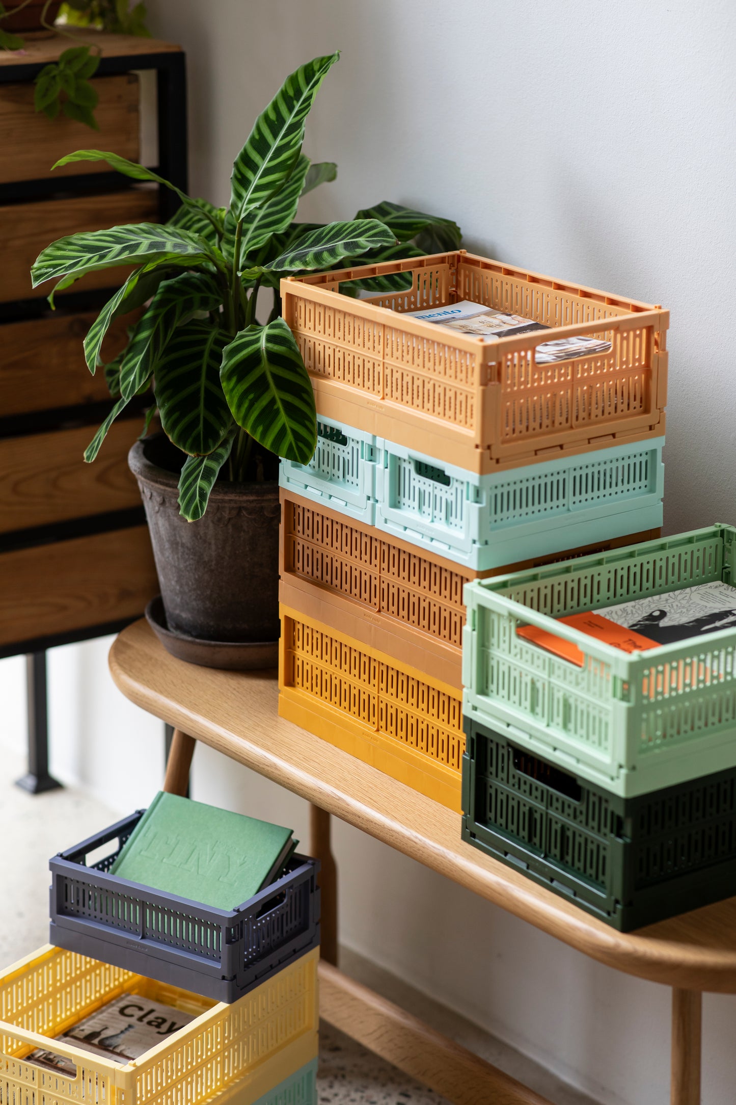 Caisse de rangement pliable (2 tailles)- Vert sauge