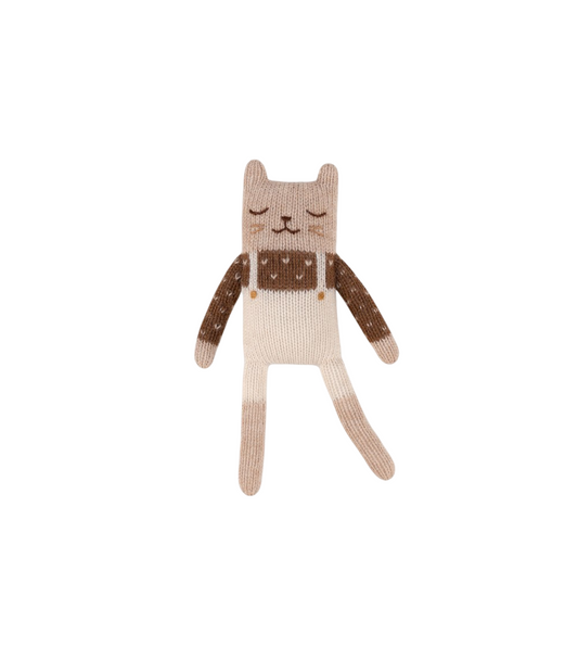 Doudou chaton- salopette écru