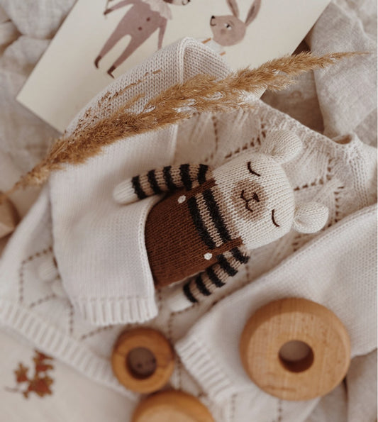 Doudou ours polaire- salopette noisette
