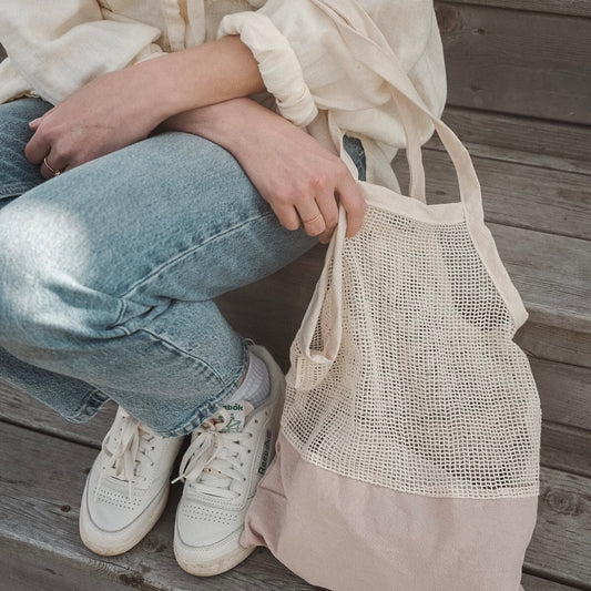 Grand sac filet -Vieux rose
