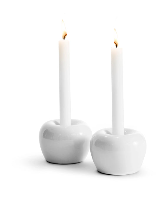 Bougeoir Pomme blanc- Lot de 2