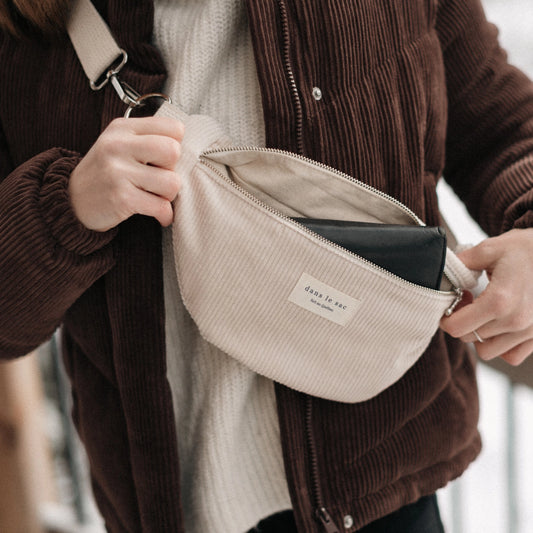 Sac bandoulière velours- Vanille