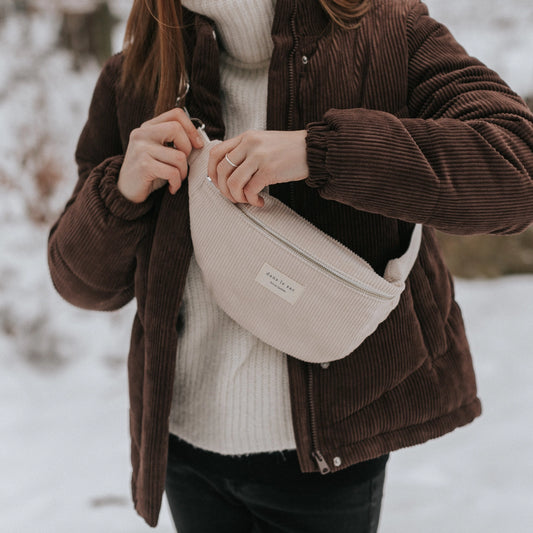 Sac bandoulière velours- Vanille