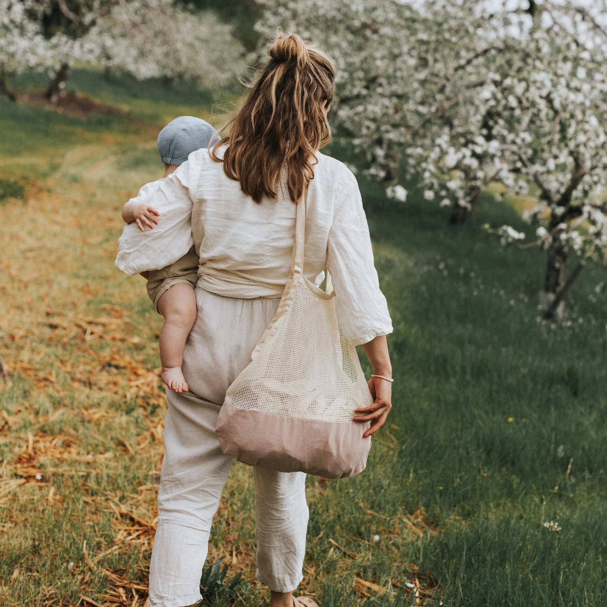 Grand sac filet Vieux rose Les Jolies Emplettes