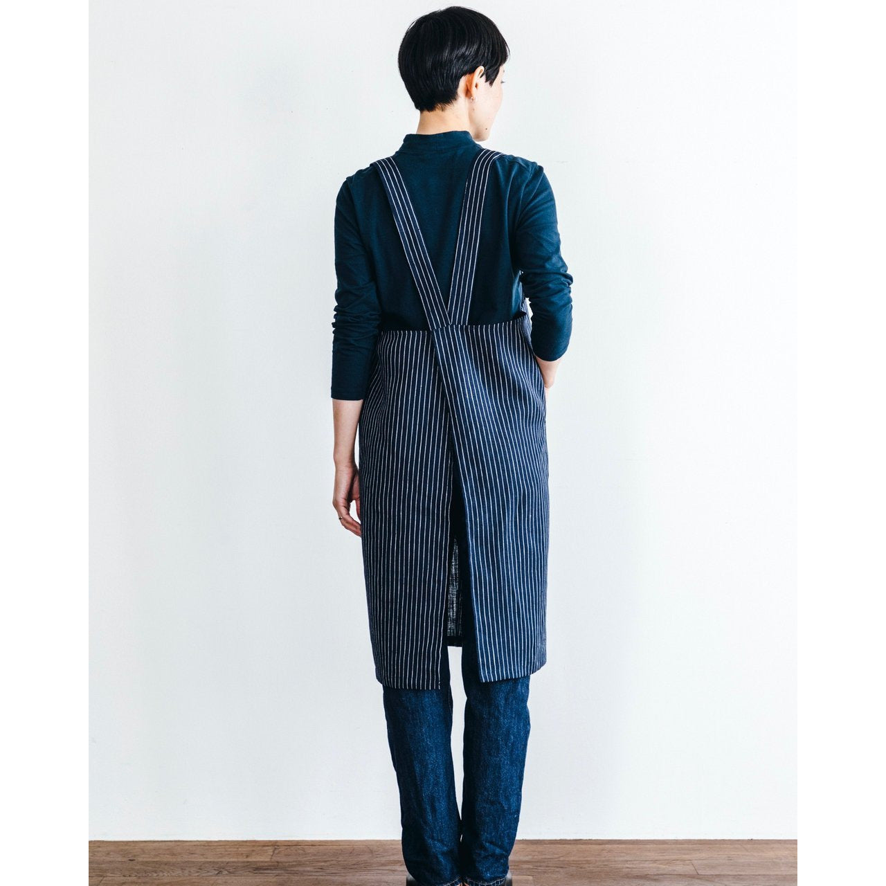 tablier japonais en lin à rayures fog linen