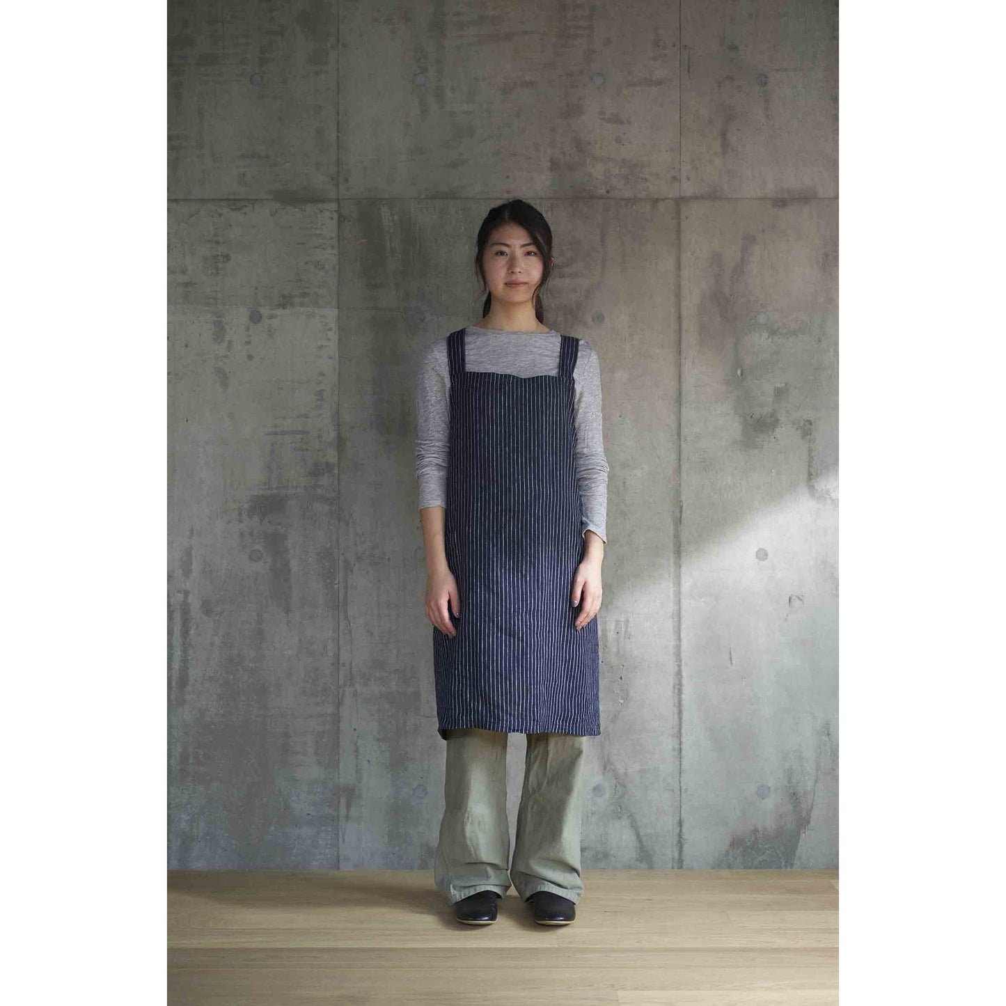 tablier japonais en lin à rayures fog linen