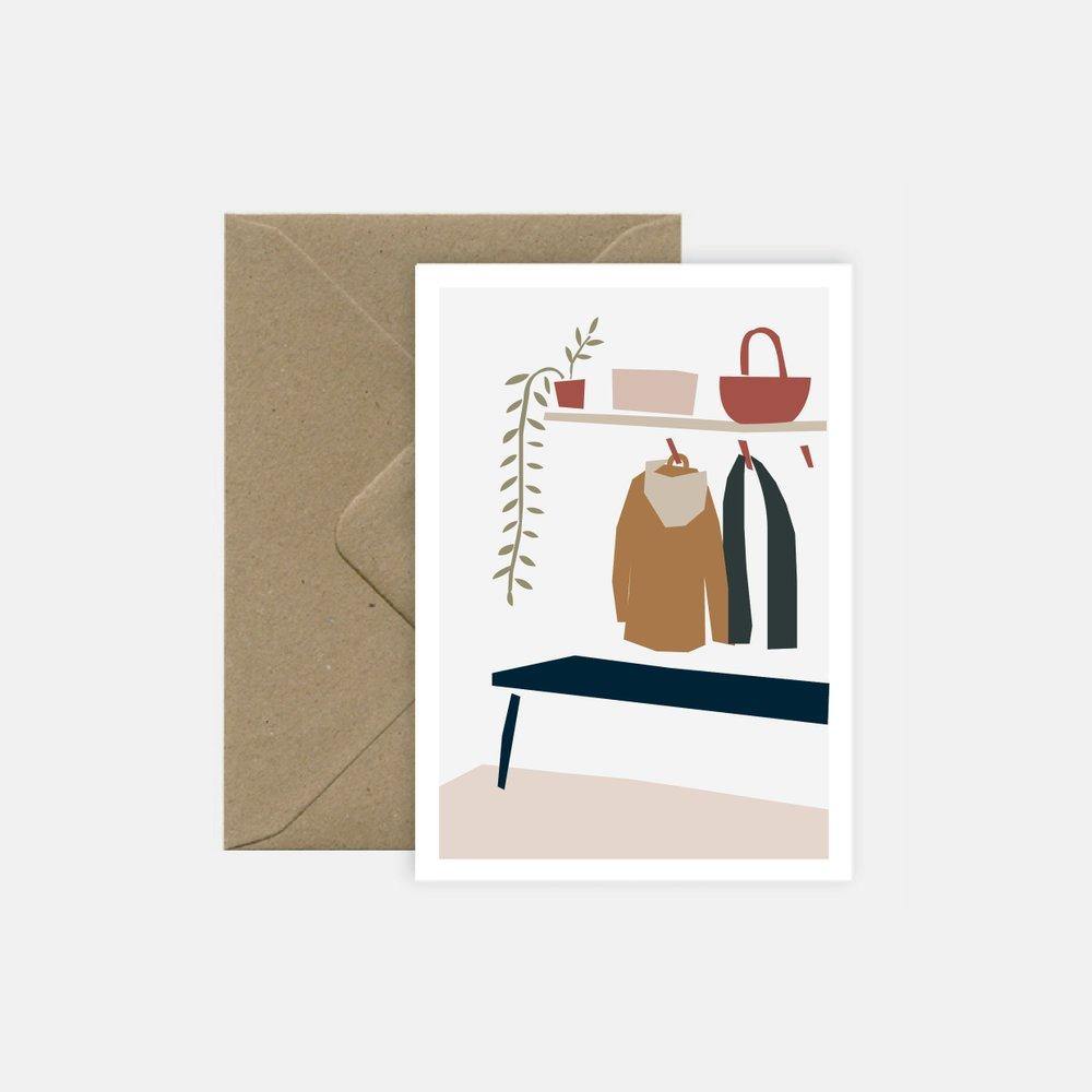 carte postale double et enveloppe kraft michoucas design