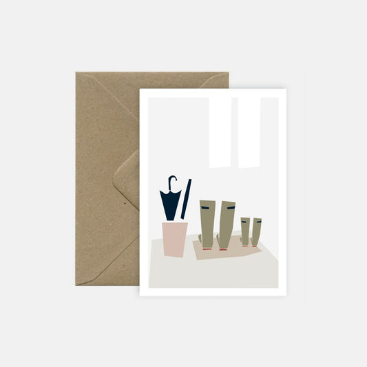 carte postale double et enveloppe kraft michoucas design