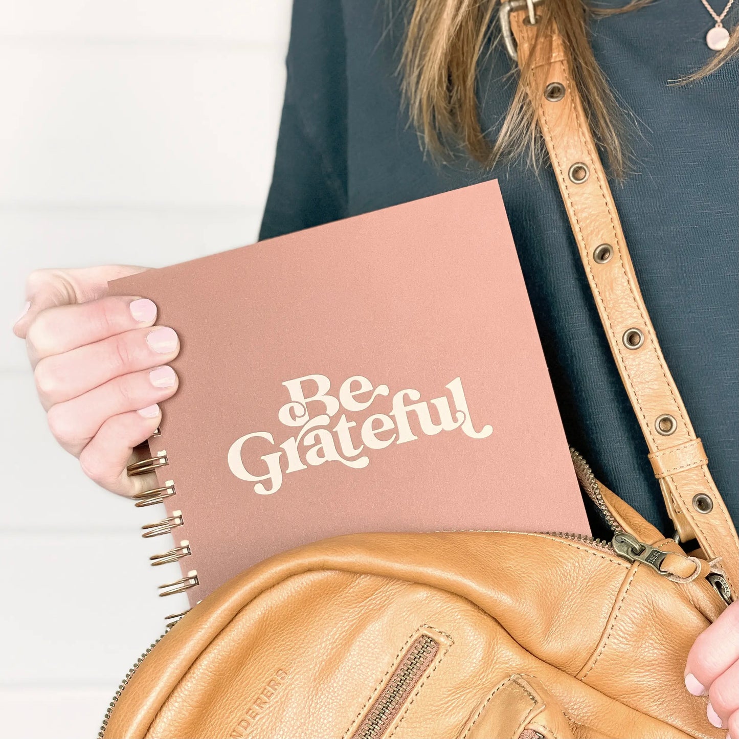 Carnet ligné "Be Grateful"- Terracotta et blanc cassé