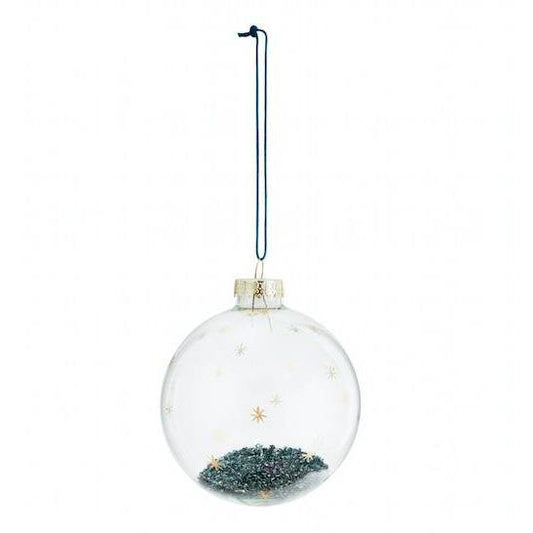 boule de noël à paillettes et étoiles madame stoltz