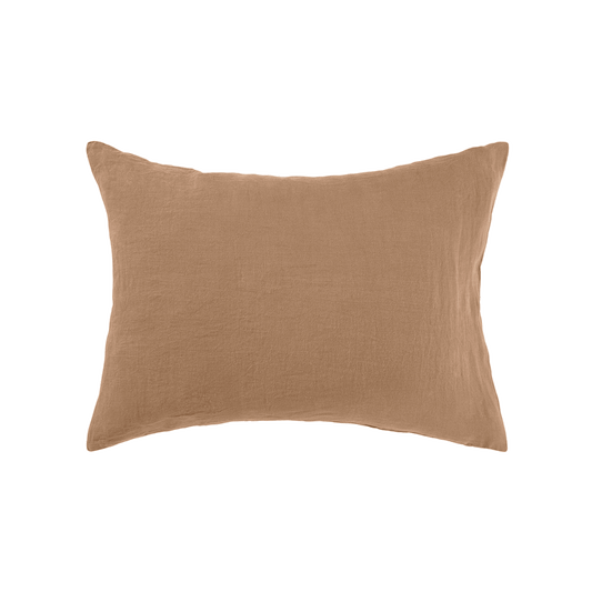 housse coussin lin lavé camel linge particulier