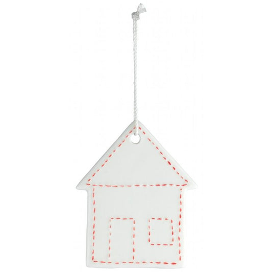 maison en porcelaine rouge à suspendre
