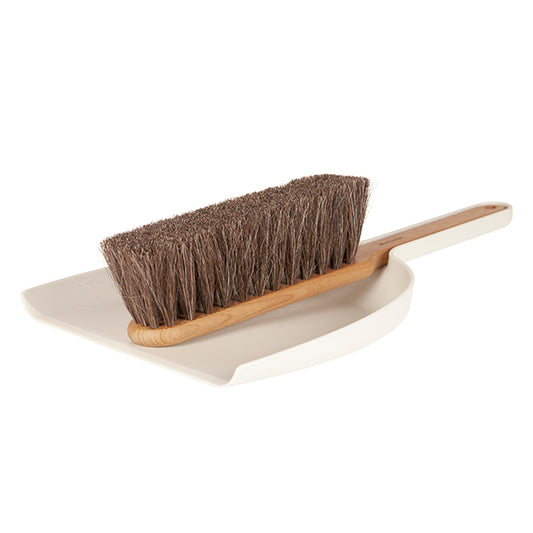 Set pelle et balayette en bois- Blanc craie